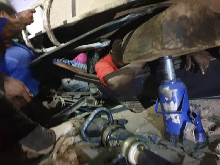 BREAKING: Dangote Truck Crushes Vehicle In Lagos, 6 killed, One Trapped