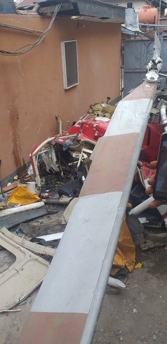 2 Dead, One Injured In Helicopter Crash In Ikeja (Photos/Video)