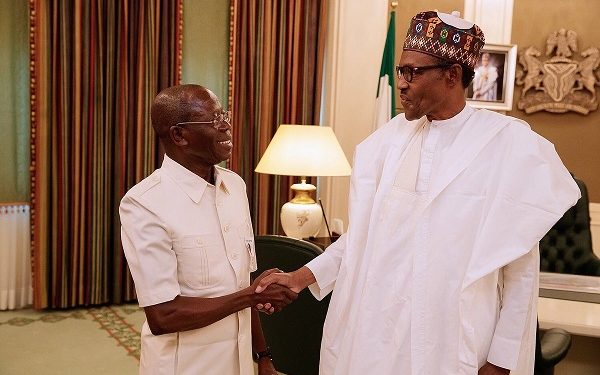 JUST IN: Adams Oshiomhole Meets Buhari In Aso Rock