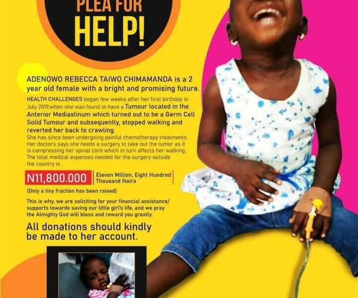 HELP! Little Adenowo Rebecca Taiwo Needs N11.8m To Survive