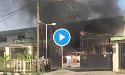 Watch Moment Thugs Set Tinubu's The Nation Newspaper Ablaze (Video)