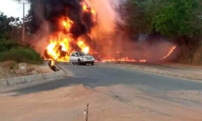 BREAKING: Tanker Explodes In Ogun, One Dead, Scores Of Cars Burnt (Video)