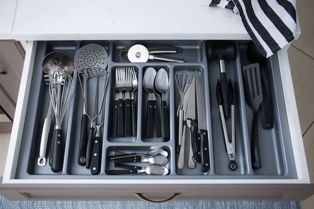 Organized kitchen utensil drawer