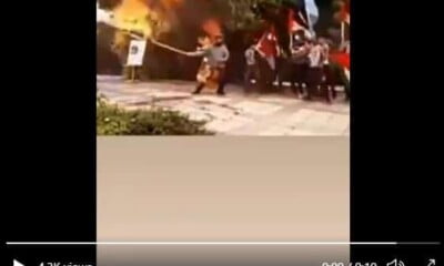 Watch As Fire Burns Man Trying To Burn Israeli Flag (Video)