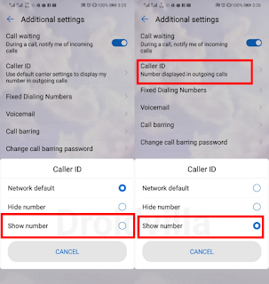 Disable caller id android