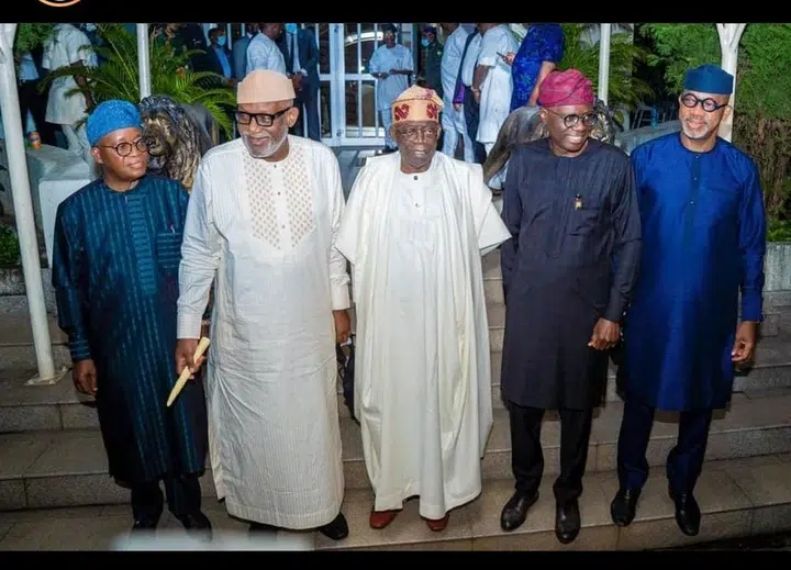 5 Nigerian Governors Storm Bola Tinubu House [PHOTOS]