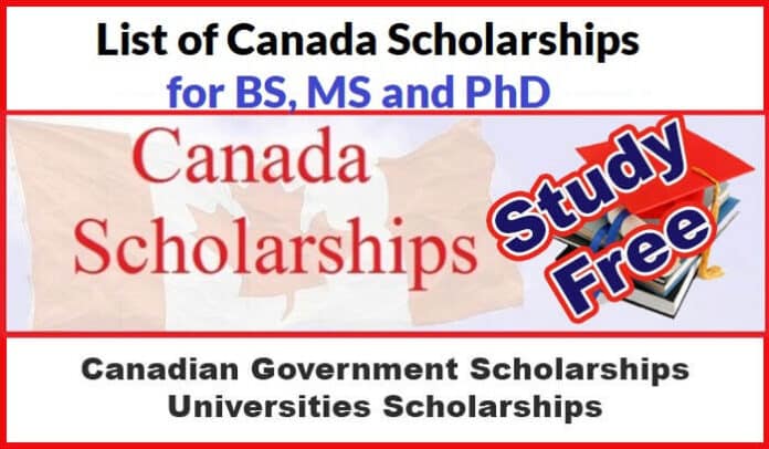 List Of Canada Scholarships BS, MS and PhD For Internationals| APPLY Now