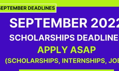 APPLY Now: All September Scholarships 2022 Deadlines
