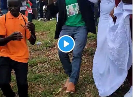 VIDEO: Newly Wedded Couple Join #1MillionMarch4PeterObi In Abuja From Church