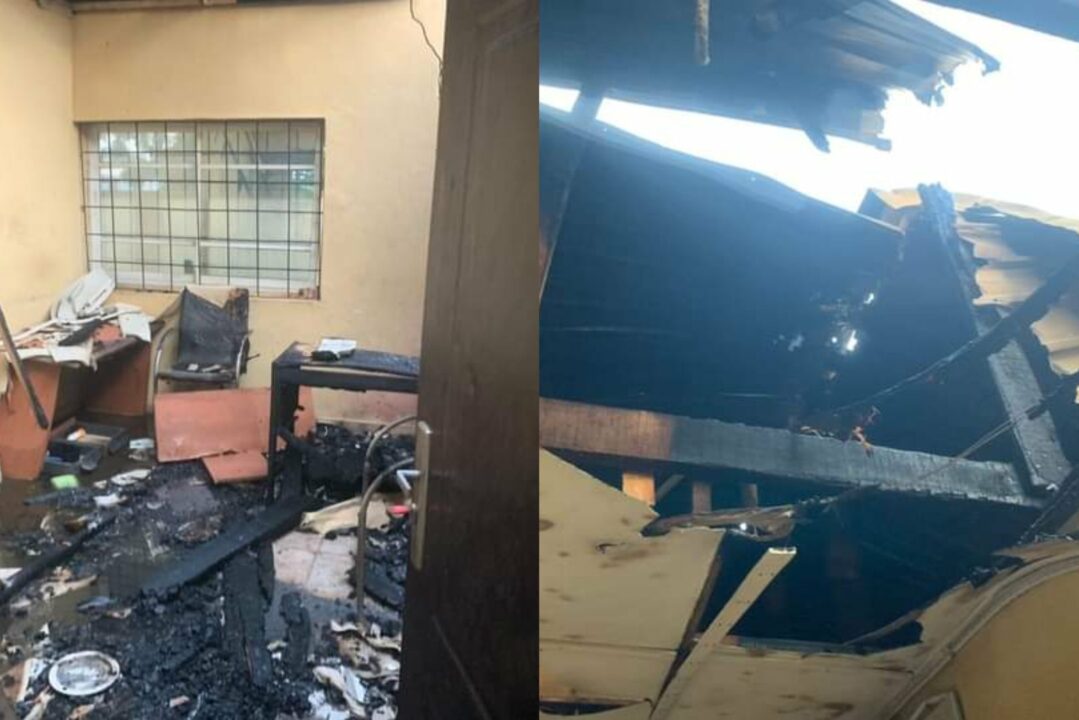 BREAKING: Hoodlums Set Ogun INEC Office On Fire [Photos]