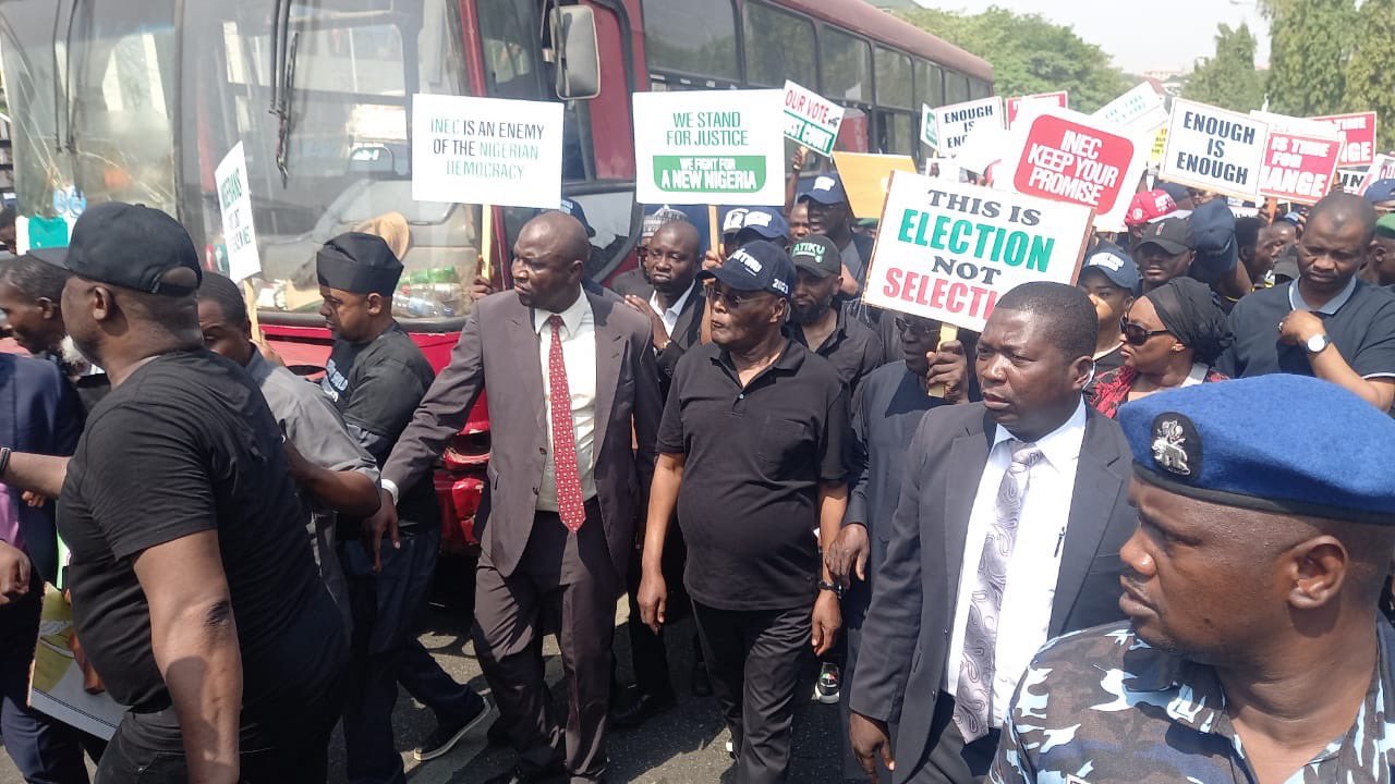 Atiku Reveals Why PDP Protested Tinubu's Victory At INEC Headquarters