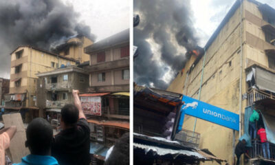 BREAKING: Fire Razes Five-Storey Building in Balogun Market in Lagos