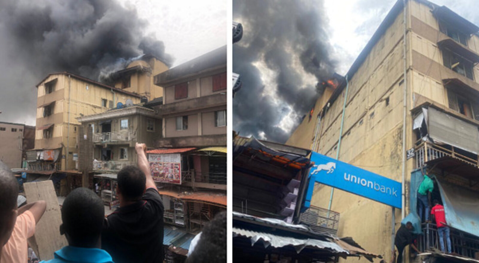 BREAKING: Fire Razes Five-Storey Building in Balogun Market in Lagos