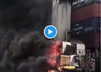 BREAKING: Fire Breaks Out At Lagos Port [Video]