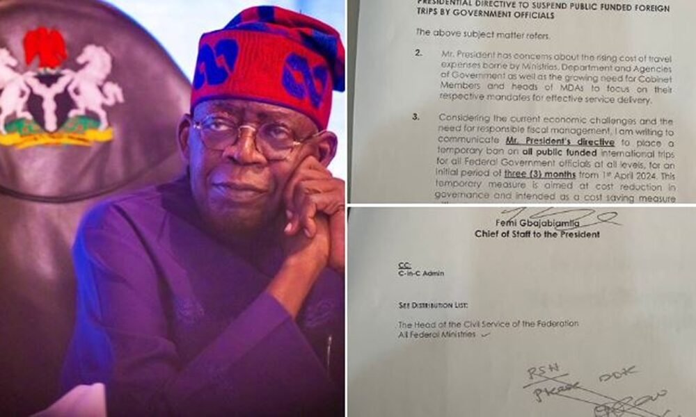 BREAKING: President Tinubu Bans Foreign Trips for Ministers, Other Government Officials