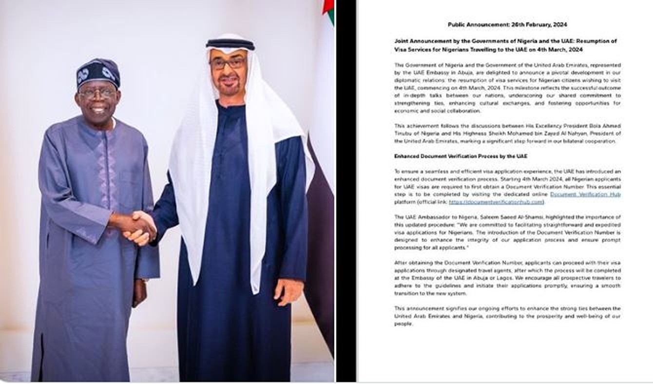 BREAKING: Finally, UAE Lifts Visa Ban on Nigerians After 2 Years