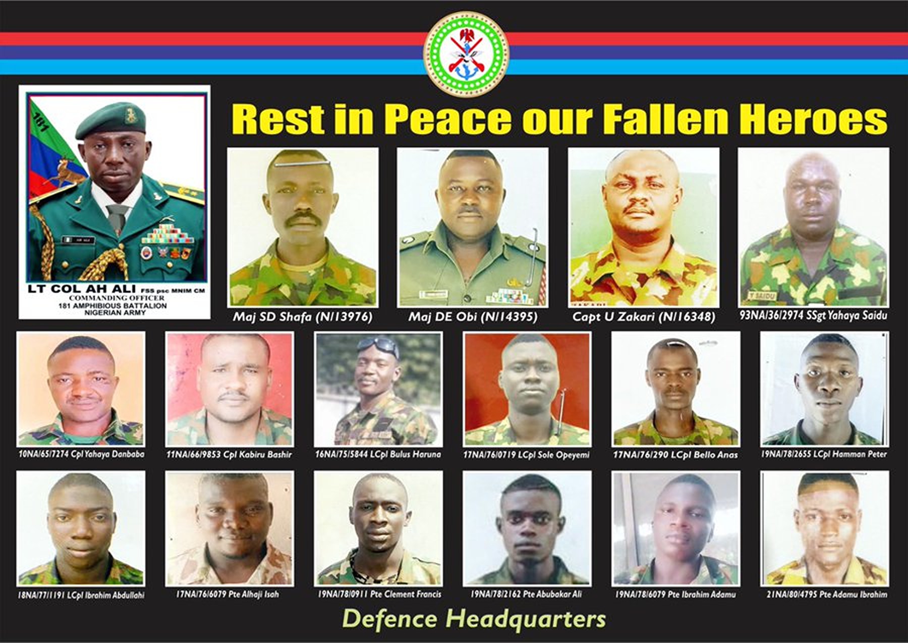 FULL LIST: Names and Photos of Soldiers Killed in Delta Community Attack