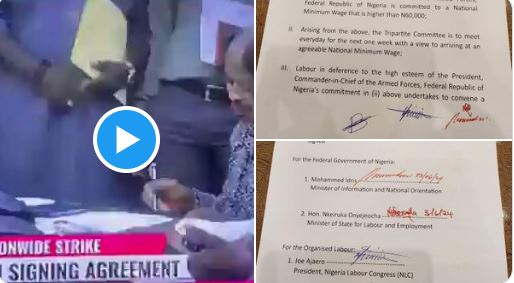 BREAKING: NLC and TUC Sign Agreement with FG Over New Minimum Wage [Video]