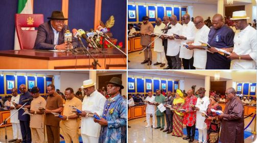 BREAKING: Governor Fubara Swears in Newly Elected Rivers LG Chairmen [VIDEO]