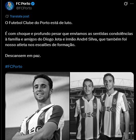 BREAKING: 28-Year-Old Liverpool Forward Diogo Jota is Dead, Cause of Death