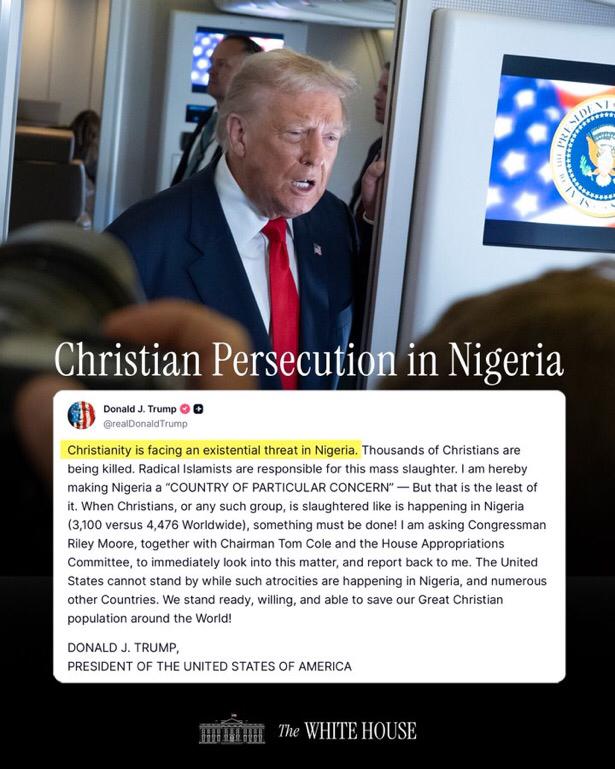 BREAKING: President Trump Speaks On Christian Genocide in Nigeria, Gives Order