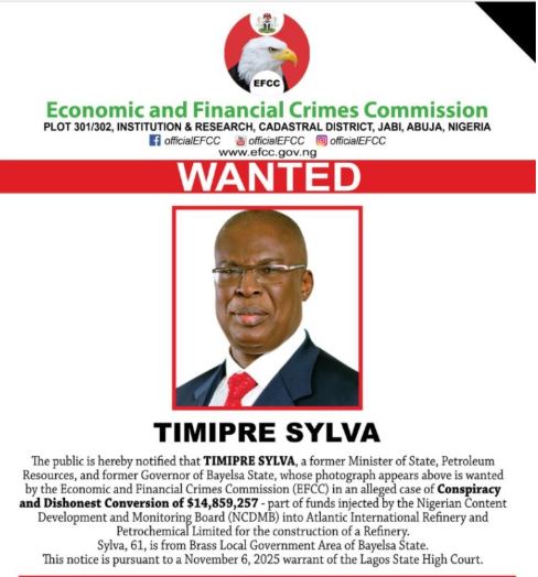 BREAKING: EFCC Declares Timipre Sylva Wanted Over $14.8 Million Refinery Fraud