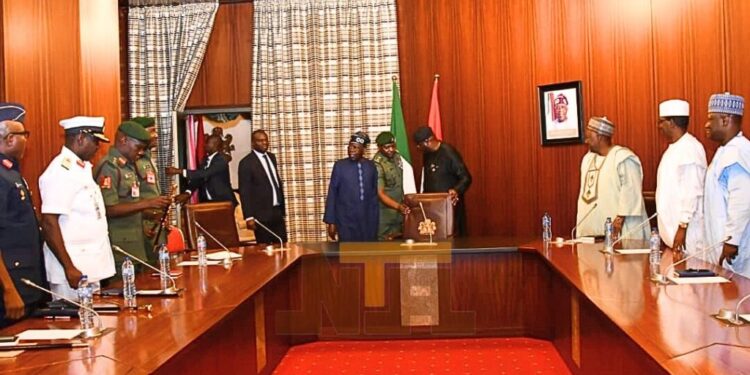 What President Tinubu Discussed With New Service Chiefs in Abuja Meeting