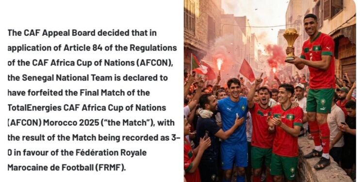 BREAKING: CAF Strips Senegal of AFCON Title, Declares Morocco Winner of AFCON 2025
