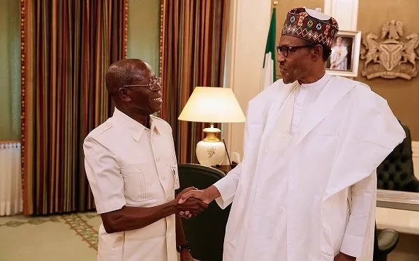 JUST IN: Adams Oshiomhole Meets Buhari In Aso Rock